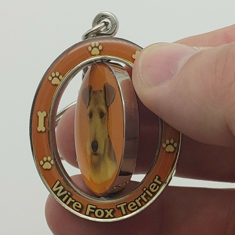 New Wire Fox Terrier Dog Breed 2 Sided Spinning Keychain - high quality metal - Picture 2 of 2
